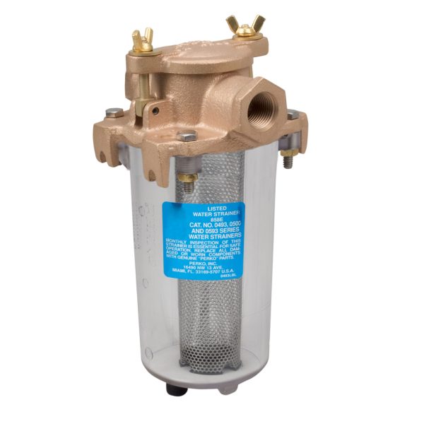 PERKO 0443004PLB LIGHTWEIGHT INTAKE WATER STRAINER - CLEAR BODY - 1/2 INCH PIPE SIZE