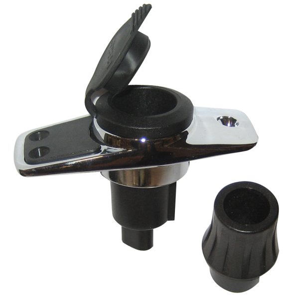 PERKO 1060PB0DP LOCKING COLLAR POLE LIGHT MOUNTING BASE - 2 PIN - CHROME PLATED WITH BLACK COVER