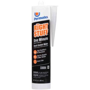 PERMATEX 33694 The Right Stuff 1 Minute Black Gasket Maker, 10 oz. - Flexible, Gear Oil-Resistant, Fastest Return to Service Black RTV Silicone Sealant