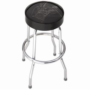PLASTICOLOR 004779R01 Stool; Garage Stools; Round Black Vinyl Seat With Darth Vader Face; Non-Swivel; 4 Steel Legs; Without Back