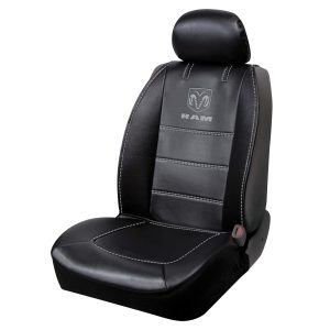 PLASTICOLOR 008628R25 RAM 3-Piece Deluxe Sideless Seat Cover - Gray Logo - 1 Ea, Black