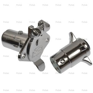 POLLAK 11-408P 4-WAY CONNECTOR KIT, 4 Way Round; 12 To 24 Volts; 20 Amps; Includes 4 Way Round Plug/ 4 Way Socket; Chrome Plated Zinc Die Cast Housing; Retail Packaging