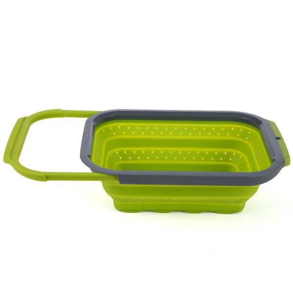 PROGRESSIVE PS-3509 Collapsible Silicone Over-the-Sink 6 Qt Colander, Green/Black