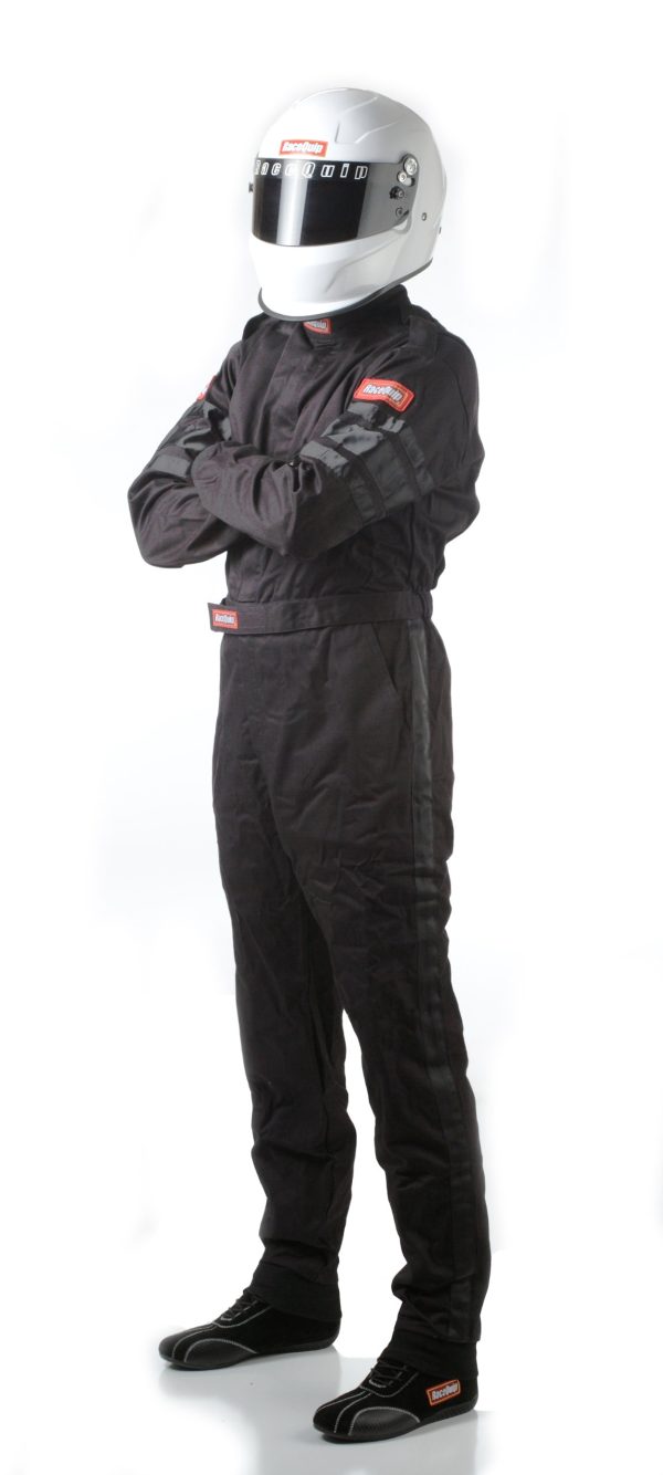 RACEQUIP 110006 Racing Driver Fire Suit One Piece Single Layer SFI 3.2A/ 1 Black X-Large