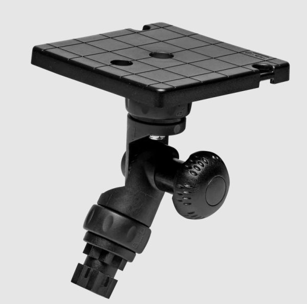 RAILBLAZA 02-4140-11 FISH FINDER MOUNT R - LOCK S, Compatible With Fish Finders And Chart Plotters; Friction Joints/ Adjustable 15 Degree Increment; 3 Axis Mount; Black; UV Stabilized Fiberglass Reinforced Plastic; Low Profile