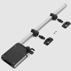 RAILBLAZA 04-4091-11 KAYAK MOTOR MOUNT BRACKET, For Use With Transom Mounted Trolling Motors; Black; 46-1/2 Inch Height; With Kayak Motor Mount Bracket/ 2 Rail Mount/ 2 Male-To-Male Adaptor/ 2 StarPort HD Stainless Steel Hardware
