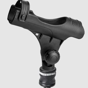 RAILBLAZA 08-0086-11 ROD HOLDER R WITH MINIPORT TRACMOUN, Track Mount; Holds Single Rod; Compatible With Spinning/ Bait Casting/ Fly Reels; Black; UV Stabilized Fiberglass Reinforced Plastic; 7.2 Inch Width x 2.9 Inch Depth