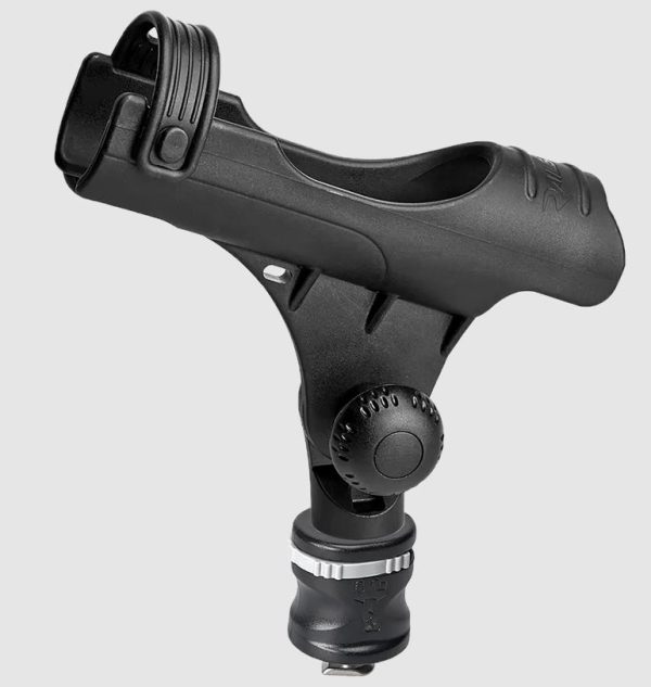 RAILBLAZA 08-0086-11 ROD HOLDER R WITH MINIPORT TRACMOUN, Track Mount; Holds Single Rod; Compatible With Spinning/ Bait Casting/ Fly Reels; Black; UV Stabilized Fiberglass Reinforced Plastic; 7.2 Inch Width x 2.9 Inch Depth