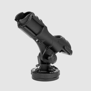 RAILBLAZA 11-4189-11 HEXX ROD HOLDER II, Base Mount; Holds Single Rod; 90 Degree Rotatable/ 90 Degree Vertical Rotation; Compatible With Spinning/ Bait Casting/ Saltwater Overhead Reels; Black; UV Stabilized Fiberglass Reinforced Plastic; 9.1 Inch Width