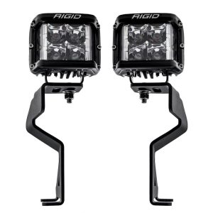 RIGID 46737 A-Pillar LED Light Mount Kit, Fits The 2021+ Ford 150 / Raptor, Kit Includes D-SS Pro Spot Lights with Amber and Black Covers
