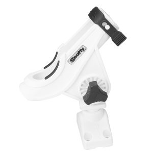 SCOTTY 280-WH BAIT CASTER/SPINNING ROD HOLDER WITH 241 DECK/SIDE MOUNT - WHITE