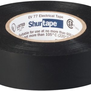 SHURTAPE 104706 EV 77 Professional Grade, All-Weather Vinyl Electrical Tape, UL Listed/CSA Approved, 7.0 Mil, Black, 3/4 Inch x 66 Feet, 1 Roll