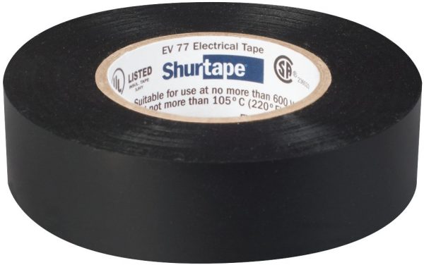 SHURTAPE 104706 EV 77 Professional Grade, All-Weather Vinyl Electrical Tape, UL Listed/CSA Approved, 7.0 Mil, Black, 3/4 Inch x 66 Feet, 1 Roll