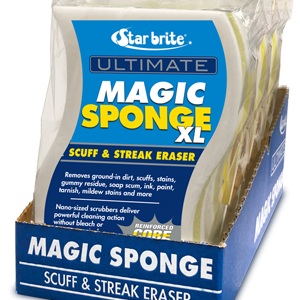 STAR BRITE 041008 ULTIMATE MAGIC SPONGE XL 8PK DISPLY, Use To Remove Stains/ Scuffs/ Streaks/ Gummy Residue/ Soap Scum/ Ink/ Paint/ Tarnish/ Mildew Stains From Fiberglass And Vinyl Surfaces; Sponge Type; Extra Large; Pack Of 8; With US Label