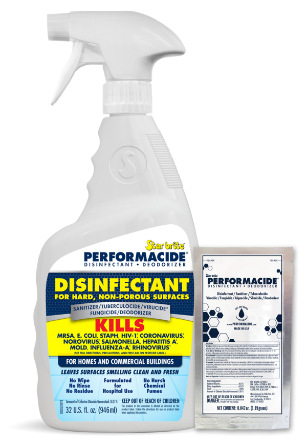 STAR BRITE 102032 Performacide Disinfectant - Kills COVID-19 Virus in 30 Seconds - No Rinse, No Wipe, No Residue - Just Add Water - 32 OZ. Single Kit