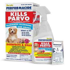 STAR BRITE 103032 PERFORMACIDE No-Rinse Disinfectant Deodorizer for Pet Surfaces - Kills Parvovirus, Ringworm, Feline Calicivirus, Avian Influenza (Bird Flu), Refillable, 32 OZ Kit,white