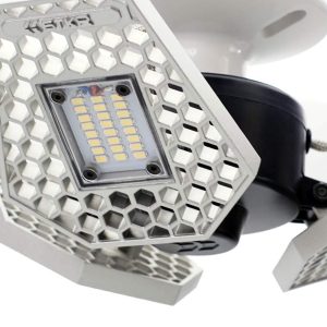 STKR 00342-2 TRiLIGHT Screw-in Motion Activated Ceiling Light for Garage/Attic/Basement/Closet/Home-Silver, 4000 Lumens, White