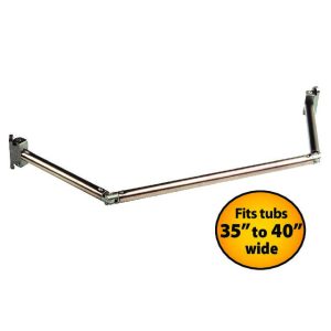 STROMBERG EXT-3542S Shower Curtain Rod; Extend A Shower; Fits 35 Inch To 42 Inch Wide RV Shower; 43.05 Inch Length; Pivoting Shower Extender Gives 30 Percent More Shower Space; Satin; With Pivoting Rod/ Self Tapping Screws