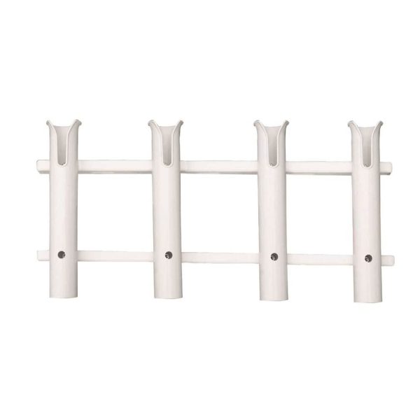 TACO P03-064W Delux Rod Holder/Tackle Rack, 4-Rod, Polyethylene, White