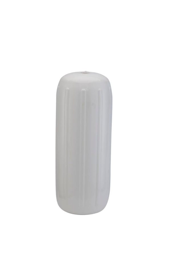 TAYLOR MADE 1025 Big B Inflatable Vinyl Boat Fender 6 INCH x 15 INCH for boats 20-35, Center Rope Tube, Heavy-Duty Vinyl, Molded Inflation Valve, Ribbed Design, White - 2020108318