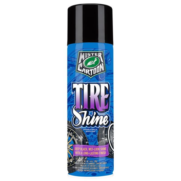 TURTLE WAX 54252 X Mister Cartoon Tire Shine, Deep Black Like New Appearance, Water Resistant Formula, UV Protection, Perfect for Cars, Trucks, & SUVs, 14 oz