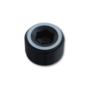VIBRANT 10492 Fitting, Pipe Plug, Internal Allen Head, Male 3/8 in. NPT, Aluminum, Black Anodized, each