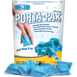 WALEX PRV10CLEAN Porta-Pak Holding Tank Deodorizer Drop-Ins, Controls Unpleasant Odors Even at Extreme Temperatures, Commercial Strength, Refreshing Clean Linen Fragrance, Made in The USA, 10 Treatments