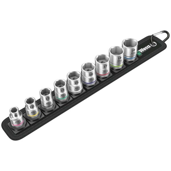 WERA 05003883001 1/4 INCH Metric Sockets - On Storage Belt (9 Piece)