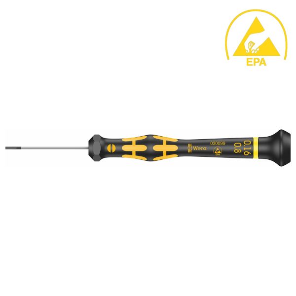 WERA 05030099001 ESD-Safe Micro Screwdriver: Slotted 0.16 x 0.8 x 40mm