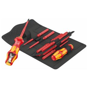 WERA 05057485001 Insulated VDE SAE Screwdriver Set with Turbo Screwdriver Handle (16 Piece Set)