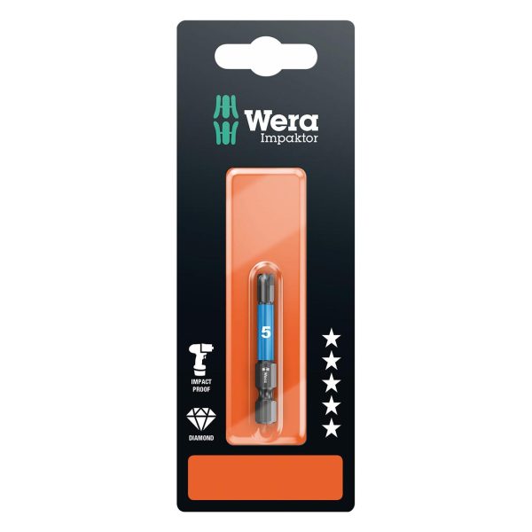 WERA 05073945001 Metric Impaktor HexPlus 5x50 mm Bit - 1/4 INCH Drive