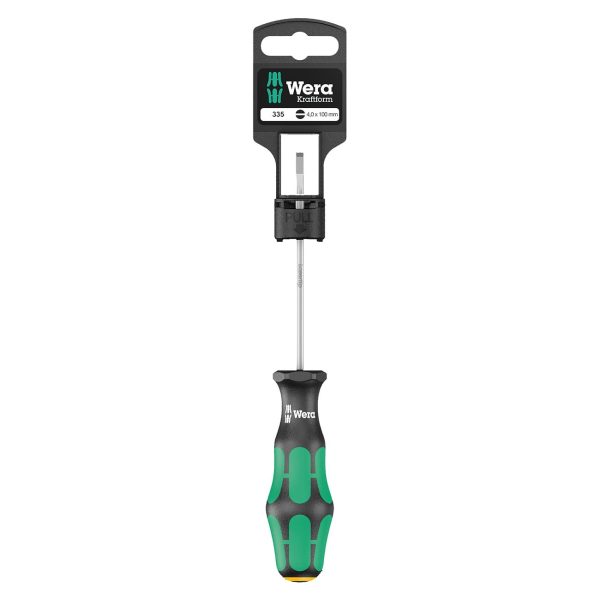 WERA 05100043001 Screwdriver: Slotted 4mm x 100mm LaserTip (On Hang-Tag)