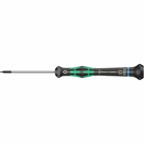 WERA 05118089001 Precision Metric Hex Screwdriver 1.3mm x 60mm (with Ball End)