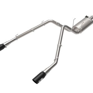 AFE 49-32083-B POWER Gemini XV Cat-Back Exhaust System w/Cut-Out, 3 INCH 304 Stainless Steel, Black Tips, for 2009-2019 Dodge/RAM 1500
