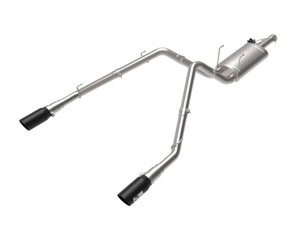 AFE 49-32083-B POWER Gemini XV Cat-Back Exhaust System w/Cut-Out, 3 INCH 304 Stainless Steel, Black Tips, for 2009-2019 Dodge/RAM 1500