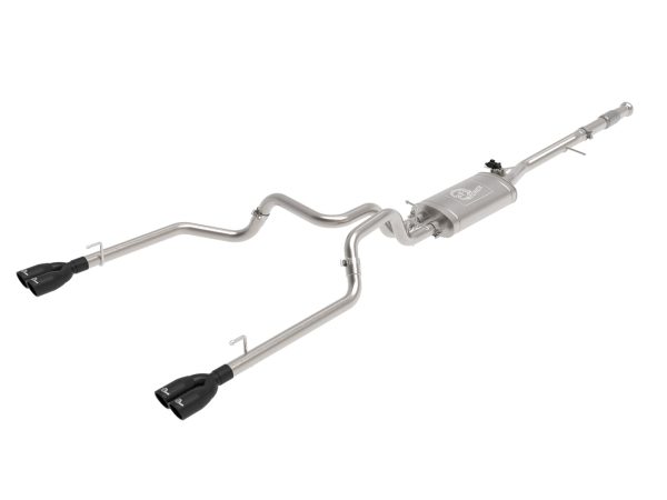 AFE 49-34139-B POWER Gemini XV Cat-Back Exhaust System w/Cut-Out, 3 INCH 304 Stainless Steel, Black Tips, for 2019-2021 GM Trucks