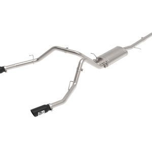 AFE 49-44135-B POWER Apollo GT Series 3 INCH Cat-Back Exhaust System, Dual Black Tip, Stainless Steel, fits GM Trucks