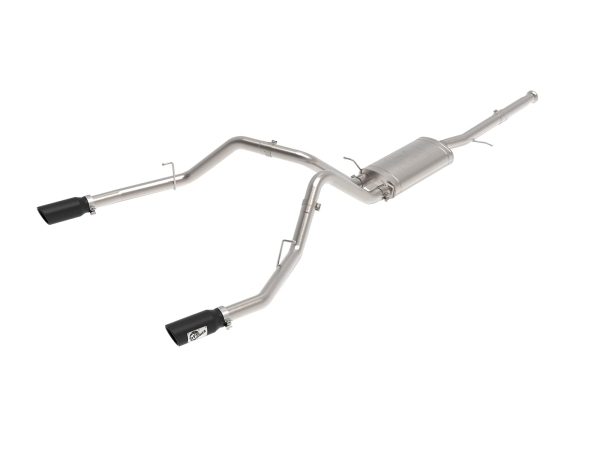 AFE 49-44135-B POWER Apollo GT Series 3 INCH Cat-Back Exhaust System, Dual Black Tip, Stainless Steel, fits GM Trucks