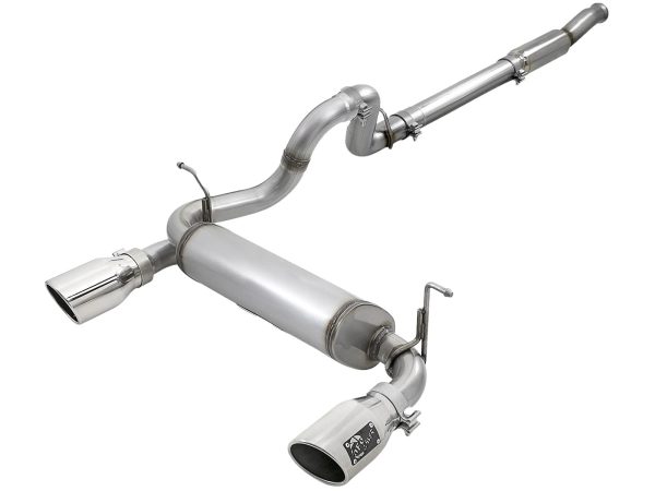AFE 49-48096-P Rebel Series 3 IN to 2-1/2 IN 409 Stainless Steel Cat-Back Exhaust w/Polished Tip, fits Jeep Wrangler (JL) 18-21 L4-2.0L (t)