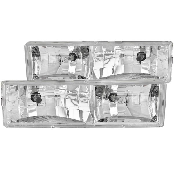 ANZO 111004 Chevrolet Crystal Chrome Headlight Assembly (Pair)