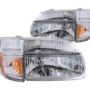 ANZO 111040 Ford Explorer Crystal with Amber Corner Chrome Headlight Assembly (Pair)