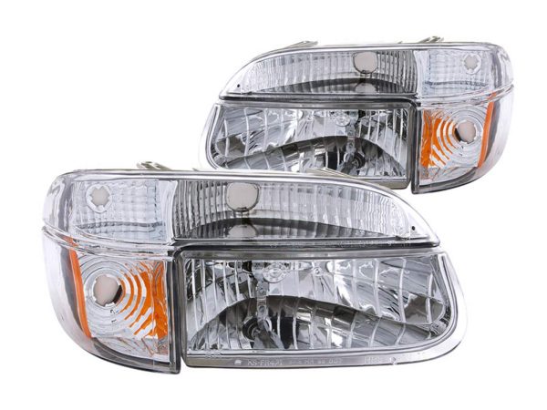 ANZO 111040 Ford Explorer Crystal with Amber Corner Chrome Headlight Assembly (Pair)