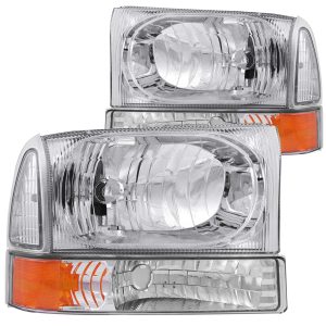 ANZO 111081 Ford Chrome with Corner Amber Headlight Assembly (Pair)