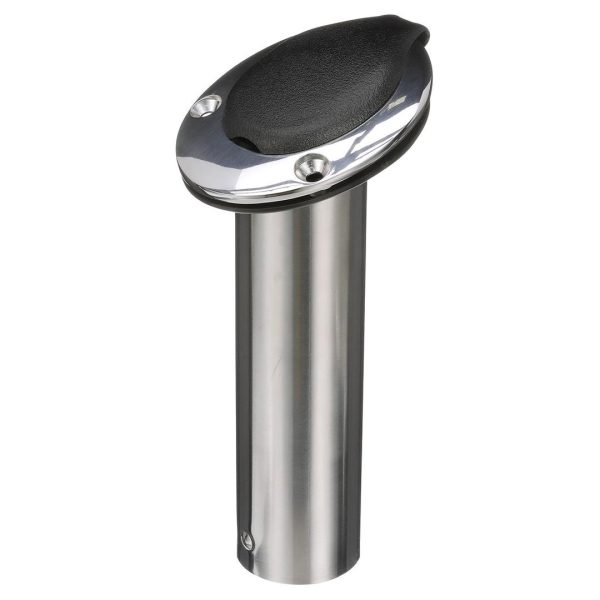 ATTWOOD 663627 66362-7 Stainless Steel Flush Mount Rod Holder, 2-Inch Diameter, 7 ½ Inches Long, 30-Degree Top Flange, Open Base End
