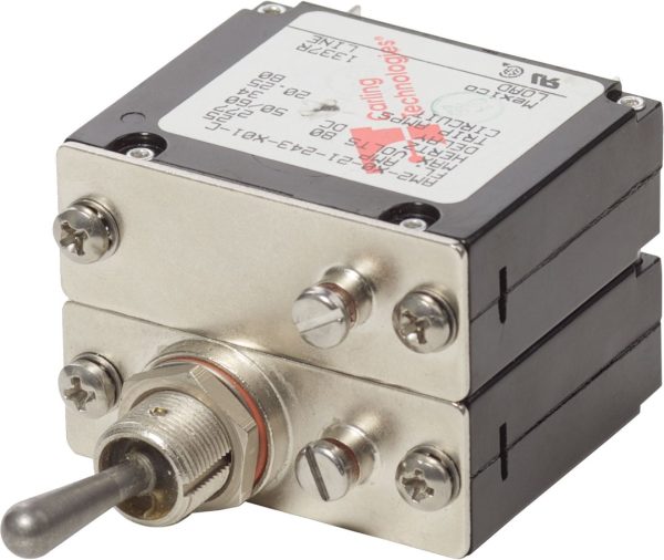 BLUE SEA 7314 CIRCUIT BREAKER A2TOGGLE 25A MILSPE, 25 Ampere; 277 Volt AC/ 65 Volt DC; For Use When Military Specifications Are Under CFR 46; Double Pole Magnetic Hydraulic Type; Toggle Actuator; #10-32 Screw Terminal; Single