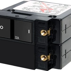 BLUE SEA 7415 CIRCUIT BREAKER A2 FLAT ROCKER 32A, 32 Ampere; 120/ 240 Volt AC/ 32 Volt DC; Double Pole Magnetic Hydraulic Type; Flat Rocker Actuator; #10-32 Screw Terminal; Single