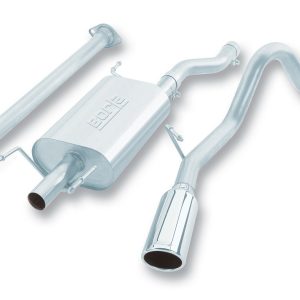 BORLA 140140 Exhaust System Kit; Cat-Back System; T-304 Stainless Steel; With Muffler; 2-1/4 Inch Pipe Diameter; Single Exhaust With Single Exit; Side Exit; 4 Inch Diameter x 14 Inch Length Round Polished T-304 Stainless Steel Tip