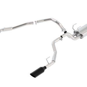 BORLA 140307BC Cat-Back Perf. Exhaust Sys. for 2009 Dodge 1500 & 2010-2018 Ram Classic 1500 V8 T-304 Stainless Steel S-Type Sound Dual Split Rear Exit Single 4 INCH Round Black Chrome Tips On Each Side