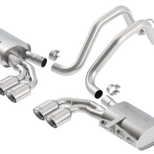 BORLA 140427 Cat-Back Perf. Exh. Sys. for 97-04 Chevrolet Corvette (C5) 5.7L V8 & Z06 (C5) 5.7L V8 T-304 SS-Type II Dual Center Rear Exit Dual 4.25 INCHx3.5 INCH Oval Polished T-304 Tips Each Side.