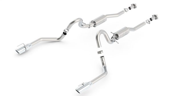 BORLA 140458 Cat-Back Performance Exhaust System for 1999-2004 Ford Mustang GT 4.6L V8 & Mach 1 4.6L V8 T-304 Stainless Steel ATAK Sound Dual Split Rear Exit Single 4 INCH Round Chrome Tips On Each Side